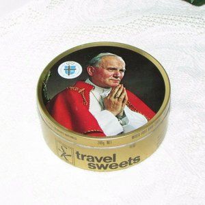 1984 POPE JOHN PAUL II Vintage Candy Tin Papal Visit to Canada 3 3/4" Souvenir